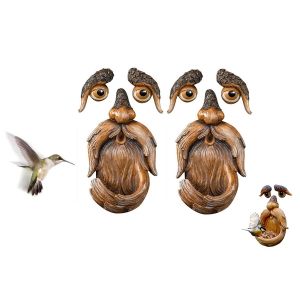 Lot De 2 Mangeoires &Agrave; Oiseaux En R&eacute;sine Repr&eacute;sentant Un Visage De Vieil Homme, Pour La D&eacute;coration De Jardin Et L'alimentation Des Oiseaux. - Neuf