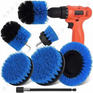 Brosse de nettoyage, 6 pièces, brosse de nettoyage pour perceuse, brosse tournevis, brosse puissante pour perceuse, carrelage, cuisine, sols, voiture, baignoire, bleu - Neuf