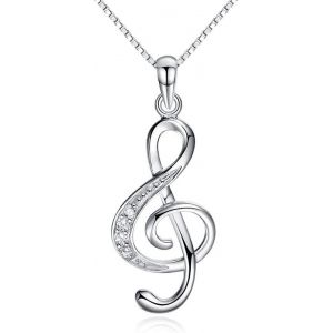 Kal-Musical Note Pendentif Collier Argent Cristal Collier Ras Du Cou Amour Rythme Note Pendentif Colliers Bijoux Réglable Pour Femmes Et Filles - Neuf