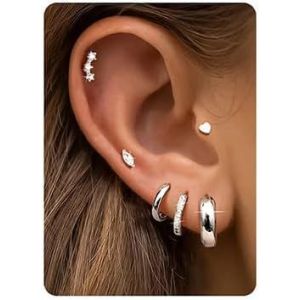 Kal-Lot De 6 Paires De Boucles D'oreilles Pour Femme - Mini Crèmes Huggie Plaqué Or 14k Hypoallergéniques, Clous Pour Piercings Multiples (Or/Argent) - Neuf