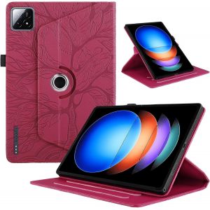 Coque pour Tablette Xiaomi Pad 6S Pro 12.4"" 2024 PU Cuir 360&iexcl;&atilde;Rotatif Multi-Angle Stand Flip Protection Housse Xiaomi Pad 6S Pro 12.4 Rotating Cover Tablette Etuis Xiaomi Pad 6S Pro,Rouge - Neuf