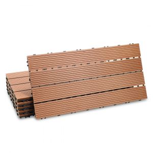 3m&sup2; Dalle Terrasse Bois Composite 30x60 Cm, Rev&ecirc;tement De Sol Pour Ext&eacute;rieur, Brun, Lot De 18 - Neuf