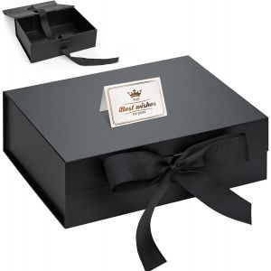 Mevronisshop-Bo&icirc;te Cadeau 23x17x7 Cm, Bo&icirc;tes Cadeaux Avec Couvercle Ruban Carte De V?Ux, Boite Cadeau Vide Pour Anniversaire Mariage Saint-Valentin No&euml;l F&ecirc;te Des M&egrave;res-Noir - Neuf