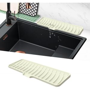 Eryi-Tapis Égouttoir Étroits, Tapis De Robinet En Silicone, Tampon De Sechage Evier, Tapis De Protection De Drainage, Tampon Egouttoir Vaisselle Pour Cuisine, Salle De Bain (Blanc, 42 Cm) - Neuf