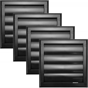 Lot de 4 couvercles d'aération de 10,2 cm (19,1 x 19,1 cm) - Noir - Hotte d'aération de sèche-linge - Couvercle de conduit de sèche-linge à persiennes - Capuchon de capot - Grille - Neuf