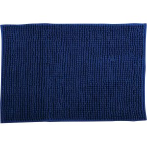 KAL-Tapis De Bain Tapis De Douche ¿Chenille¿ Poils Longs Microfibres Moelleux Anti-Dérapant 40X60 Cm Bleu Foncé - Neuf