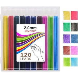 Checarzhn--No1-Lot De 120 Mines De Rechange En Carbone De 2 Mm, Recharges Mécaniques De 2 Mm, 10 Couleurs ¿ Haute Capacité Pour Dessin, Artisanat, Écriture, Croquis - Neuf