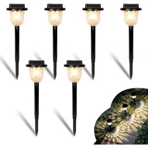 Lampe Solaire Extérieur, Lot De 6 Spot Solaire Extérieur Étanche Ip55 Avec 2 Modes Pour Chemins Jardin Pelouse Terrasse Allée Cour Piscine - Neuf