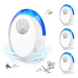 Lot de 4 r&eacute;pulsifs &eacute;lectroniques anti-moustiques &agrave; prise europ&eacute;enne, silencieux et &agrave; ultrasons, pour une utilisation en int&eacute;rieur. Convient pour lutter contre les moustiques, les insectes et les souris. - Neuf