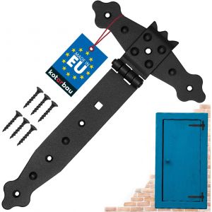 Charni&egrave;re en Forme de Croix - 200 mm - Rev&ecirc;tement en Poudre - Charni&egrave;re Portail Bois en T Charni&egrave;re Noir Charniere Porte Charniere Portail Exterieur Gond Portail Exterieur - Neuf