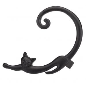 Femmes &Agrave; La Mode Dame Unique Boucle D'oreille Mignon Chat Forme Oreille Stud Bijoux D&eacute;licats (Noir) - Neuf