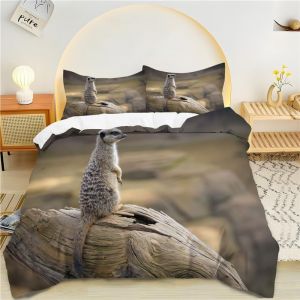 Housse De Couette X Brun, Mangouste Parure De Lit Personnes Microfibre Doux Respiran Housse Couette Avec Fermeture &iquest;&iquest;Clair, Ensemble De Literie Avec Taie D'oreillers X Cm - Neuf