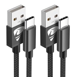 JGD-Lot de 2 c&acirc;bles USB C, 2 m, 3,1 A, en nylon, type C, pour Samsung Galaxy S25, S24, S23, S22, Ultra S9, S8, A55, A54, A52, A51, Note 10, iPhone 16 15, Huawei, Google Pixel - Neuf