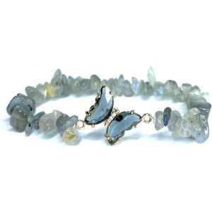 Eryi-Bracelet En Labradorite Naturelle Avec Papillon En Cristal, Pierre Naturelle Semi-Précieuse Perles De Gravier, Cadeau Pour Femme Et Ado Fille - Neuf