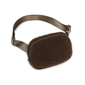 Sac banane polyvalent en peluche avec sangle réglable - Sac banane unisexe marron foncé pour les aventures en plein air et l'utilisation quotidienne - Neuf