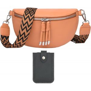 RFCBC-Sac Banane Femme Bandoulière Gris Foncé Sac Banane Cuir Sac Bandoulière Femme Livré avec Un Porte-Carte Coulissant - Neuf