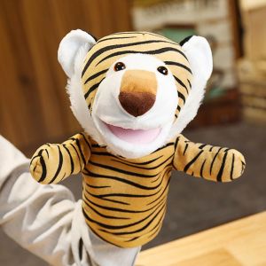 Peluche tigre r&eacute;aliste, jouet &eacute;ducatif interactif pour enfants, marionnette &agrave; main, simulation de tigre - Neuf
