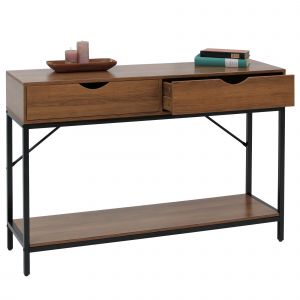 Console HWC-O76, table de t&eacute;l&eacute;phone, table d'appoint, table de rangement, tiroirs, rangement industriel 76 x 109 x 30 cmmarron - Neuf