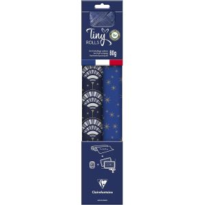 Eryi-223892c - Kit D'emballage Cadeau Zéro Plastique - 2 Rouleaux Papier Cadeau Kraft Recyclé 5mx35cm - Bobine Ruban 20m + 10 Étiquettes Cadeaux A Découper - Bleu/Or - Emballage Responsable - Neuf