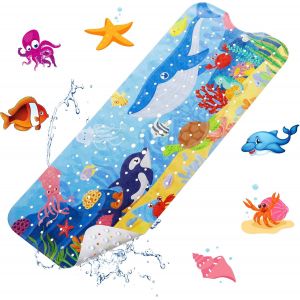 Kalanka-Tapis De Bain Antidérapant Bebe, 100x40cm Tapis Antidérapant Baignoire, Anti Glisse Tapis De Douche Avec 200 Ventouse Matériel De Pvc Pour Enfants Et Bébé, Sans Bpa & Lavable En Machine - Neuf