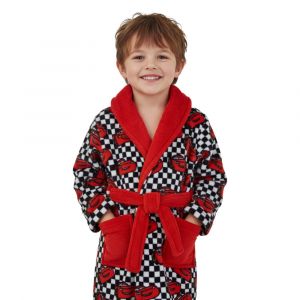 Robe De Chambre Polaire Disney Cars &#8211; Drapeau À Damier (Taille 6 Ans,Couleur Rouge) - Neuf