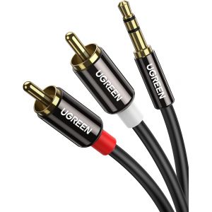 Cinch Cable 3.5mm Jack Male to 2 RCA Male Cable RCA Jack Audio Stereo Compatible with TV PC Phone Tablet Amplifier HiFi Chain DVD Sound Bar Home Theater Car Radio Speaker (1M) - Neuf