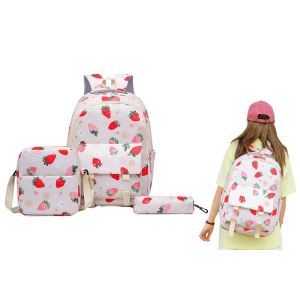 Ensemble sac &agrave; dos enfant avec sac &agrave; lunch et trousse, sac d'&eacute;cole en nylon r&eacute;sistant &agrave; l'eau, 3 pi&egrave;ces - Neuf