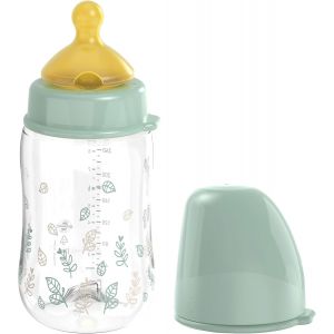 Kalanka-Nip Cherry Biberon &Agrave; Col Large Avec T&eacute;tine En Latex De Caoutchouc Naturel, Anti-Colique, Taille S Et M, 260 Ml, Turquoise - Neuf