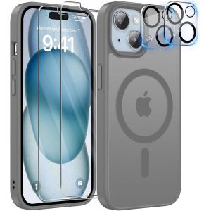 5 In 1 Coque Pour Iphone 13 Aimantée Avec 2 Verres Trempés Et 2 Caméra Protecteur, Compatible Magsafe Dos Anti Rayures Coque Magnétique Antichoc Tpu Bumper 6,1¿¿ Case (Transparent) - Neuf