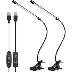 Lampe De Bureau À Pince Led, Lampe De Lecture À Pince Usb 10 W, Col De Cygne Flexible À 360 °, Lampe De Travail Pour Étude, Protection Des Yeux Avec 3 Modes D'éclairage Et 10 Niveaux De Luminosité - Neuf
