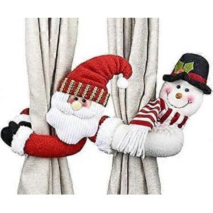 Cravate de rideau de dessin animé de Noël 2 pièces,fermoirs à boucle de cravate,pour la décoration de rideau,décoration d'intérieur de Noël - Neuf