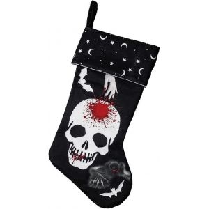 Décoration d'Halloween chaussette - Motif tête de mort - L'Étrange Noël de Monsieur Jack - Sapin de Noël - Neuf
