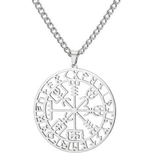 Kales-Vegvisir Collier Boussole Pour Femme En Acier Inoxydable Amulette Viking Nordique Vegvisir Rune Talisman Charm Bijoux Pendentif Collier Pour Femme - Neuf