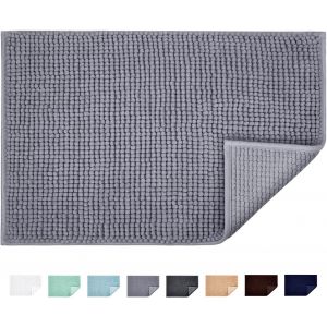 Tapis de bain antid&eacute;rapant et absorbant pour douche, baignoire et cuisine, en microfibre chenille, lavable en machine, 40 x 60 cm (gris) - Neuf