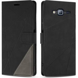Kal-Coque Pour Galaxy J3 2016, Protection Housse Etui En Cuir Pu Portefeuille Livre Pour Galaxy J3 2016, Emplacements Cartes, Fonction Support, Noir - Neuf