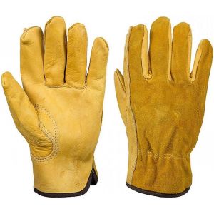 Gants de jardinage anti-épines pour hommes et femmes, gants de travail en cuir jaune, gants de jardinage intégraux, taille XL - Neuf