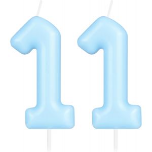 Eryi-Bougie D'anniversaire En Forme De Chiffre 11 - Bleu Macaron - Bougies D'anniversaire Pour Gâteaux - Décorations De Gâteau Pour Filles Et Garçons - Neuf