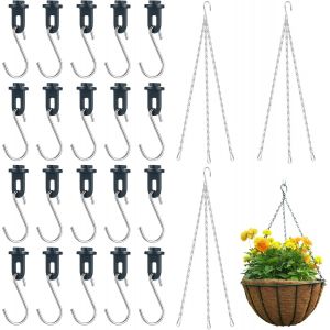 KALANKA-43 Pcs Effet de Serre Agrafe: 20 Clips à Effet de Serre + 20 Crochets en S, Clips Torsadés pour Serre de Jardin, Clips de Fixation pour Accessoires de Serre, avec 3 Chaînes de Suspension - Neuf