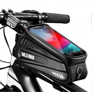 Cadre de v&eacute;lo Sac Imperm&eacute;able &agrave; l'eau Sac de Guidon pour le Stockage du T&eacute;l&eacute;phone Front Haut, Tube Sac Compatible avec la Plupart des V&eacute;los - Neuf