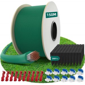 MEVRONISSHOP-Cable Robot Tondeuse 150M + 300 Piquets + 10 Connecteurs de C&acirc;ble + 10 Bornes de Connexion, Fil robot tondeuse, C&acirc;ble pour robots tondeuses de Worx,Gardena,Bosch,Yard Force etc - Neuf