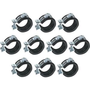 KALANKA-- C49865 - Lot de 10 Collier isophonique -support fixation avec joint - pour tuyau Ø 1'' - DIN EN 10111 - en acier zingué - à visser ¿8 - Neuf