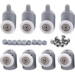 Lot de 8 roulettes pivotantes de 23 mm pour porte de douche et porte coulissante de salle de bain - Neuf