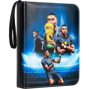 Mdy-Album De Collection Pour Cartes De Football, Album De Cartes À Collectionner, Porte-Cartes Pour Football, Classeur, Livre, Compatible Avec Le Football, Capacité De 400 Cartes, Bleu Foncé - Neuf