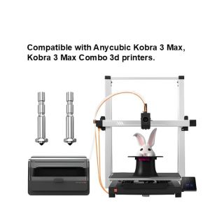 MEVRONISSHOP-2PCS Hardened Steel Quick Swap Nozzles for Kobra 3 Max, 3D Printer Hotend 0.4mm Integrated Throat Tube Nozzle Kit for Anycubic Kobra 3 Max Combo - Neuf