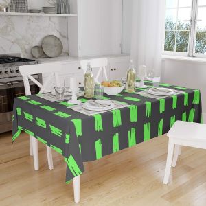 Sjzg-, Anti-Moisissure, S&eacute;chage Rapide, R&eacute;sistant Aux Taches, Lavable En Machine, 100% Polyester Nappe De Table, Fum&eacute;e Verte N&eacute;on, 140 X 160 Cm - Con&ccedil;u Et Fabriqu&eacute; En Turquie - Neuf