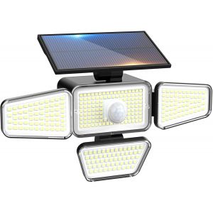 Lampe Solaire Exterieur Detecteur De Mouvement 318led, [Lot De 1] 3 Modes Lumiere Solaire, &Eacute;tanche Eclairage Solaires Pour Jardin Outdoor Garage Cour[Blanc Froid] - Neuf