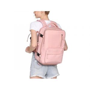 Sac &agrave; dos de voyage grande capacit&eacute;, sac de sport, sac maman rose 35 L avec port USB et compartiment &agrave; chaussures - Neuf