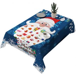 Nappe De No&euml;l Extensible (Bleue, 140 X 180 Cm) &Agrave; Motif P&egrave;re No&euml;l, Tapis D&eacute;coratif De No&euml;l Imperm&eacute;able Pour Restaurant - Neuf