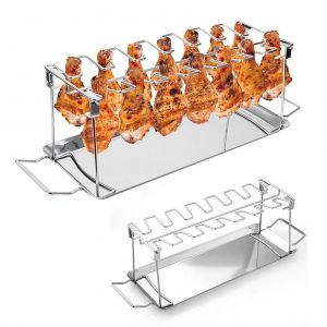Grille Pour Ailes De Poulet En Acier Inoxydable Avec Bac D'egouttage, Pour Barbecue, Pour Pique-Nique En Camping - Neuf