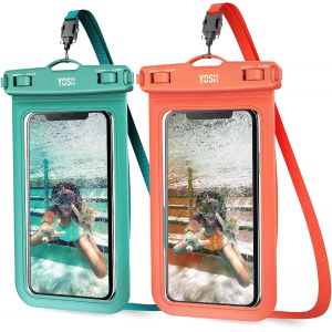 Sansh-Vert Et Orange Pochette Étanche Smartphone [Lot De 2], Ipx8 Pochette Etanche Iphone, Protege Telephone Eau, Coque Waterproof Pour Iphone 16 15 14 Pro Plus, Samsung S24 S23 Jusqu'à 6.8 Pouces - Neuf
